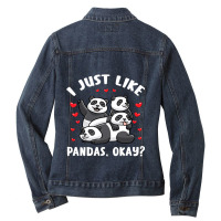 Panda Bear Kawaii Panda Ladies Denim Jacket | Artistshot