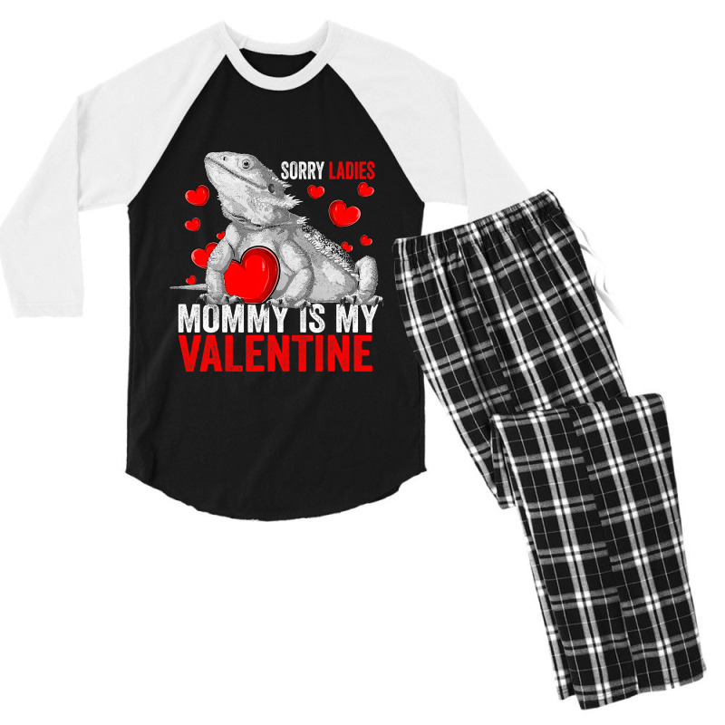 Sorry Ladies Mommy Is My Valentine Bearded Dragon Rescue Men's 3/4 Sleeve Pajama Set by AURRADILLARD | Artistshot