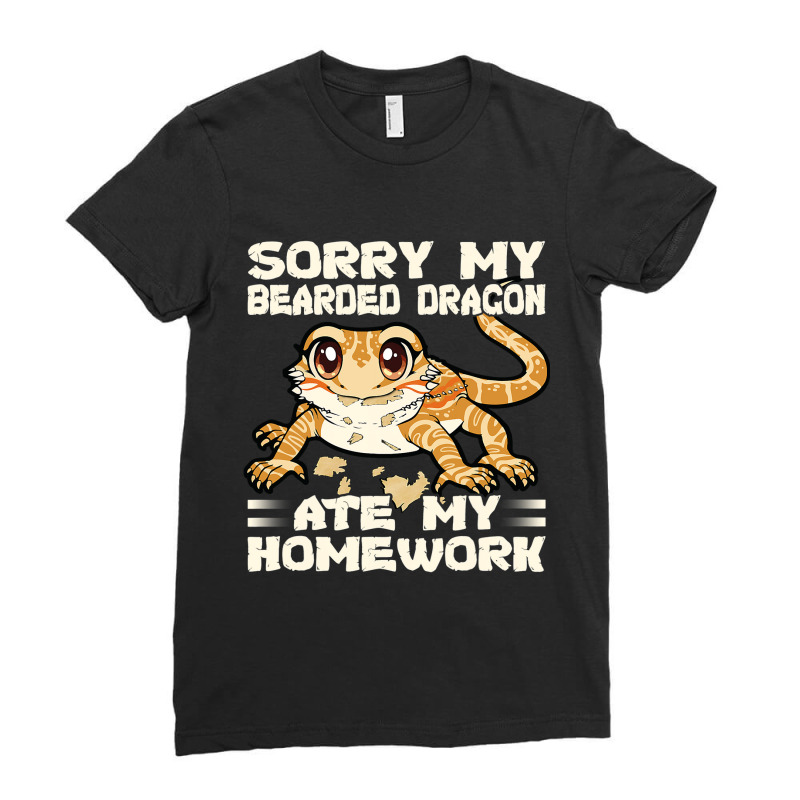 Sorry My Bearded Dragon Ate My Homework 3 Ladies Fitted T-Shirt by AURRADILLARD | Artistshot