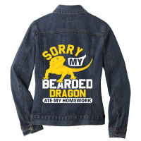 Sorry My Bearded Dragon Ate My Homework Lizard Lover Ladies Denim Jacket | Artistshot