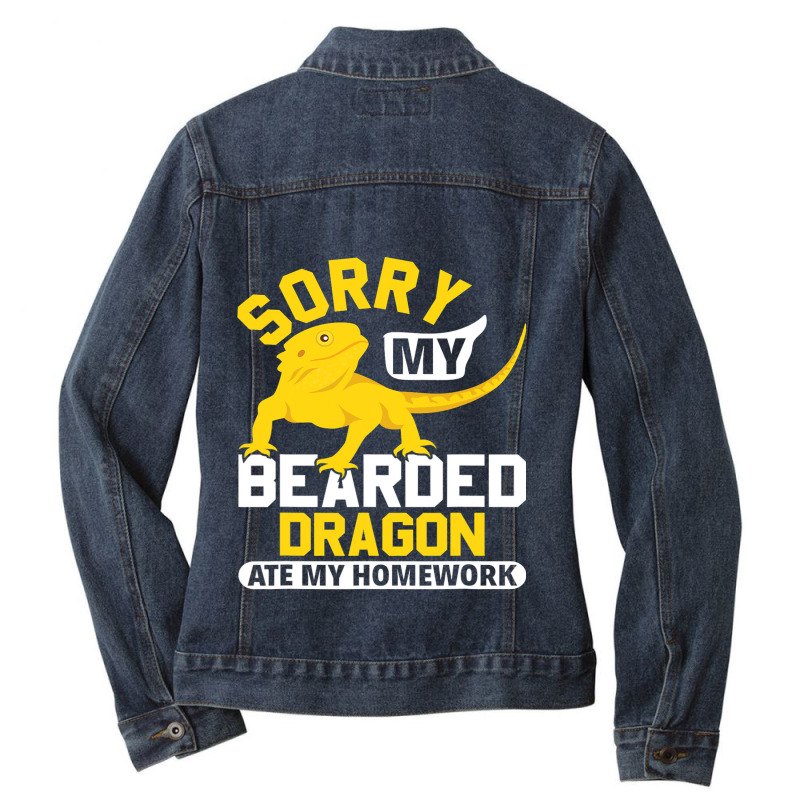 Sorry My Bearded Dragon Ate My Homework Lizard Lover Ladies Denim Jacket by AURRADILLARD | Artistshot