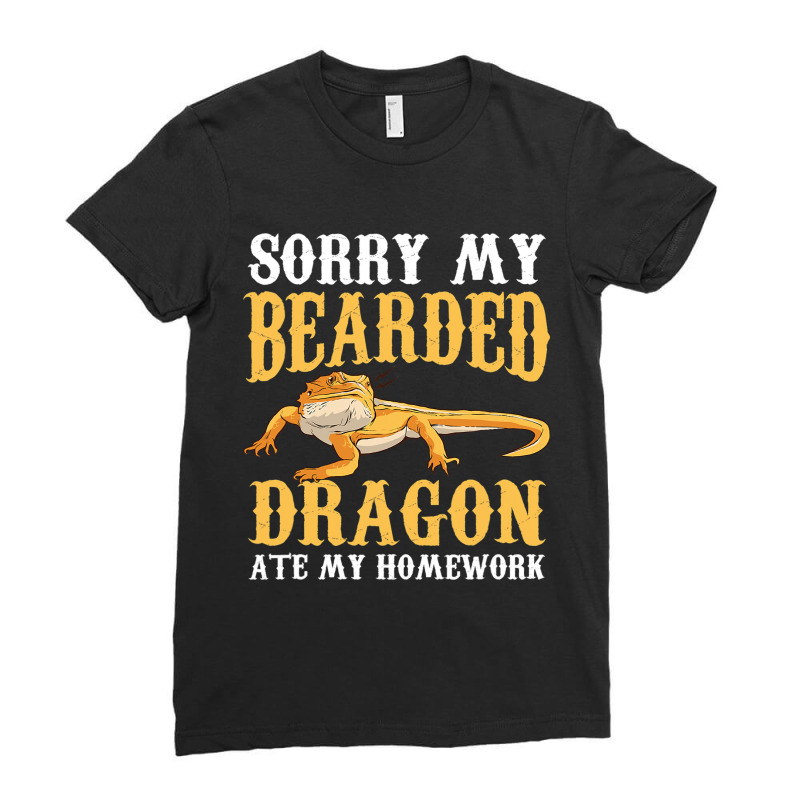 Sorry My Bearded Dragon Ate My Homework Pet Reptile Animal Ladies Fitted T-Shirt by AURRADILLARD | Artistshot