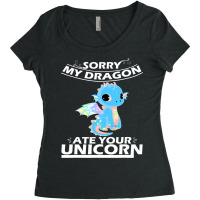 Sorry My Dragon Ate Your Unicorn 31 Women's Triblend Scoop T-shirt | Artistshot