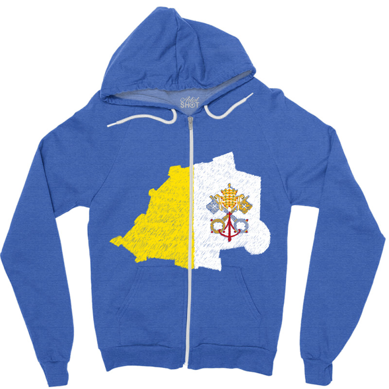 Holy See Map Flag Drawing Line Art Zipper Hoodie | Artistshot