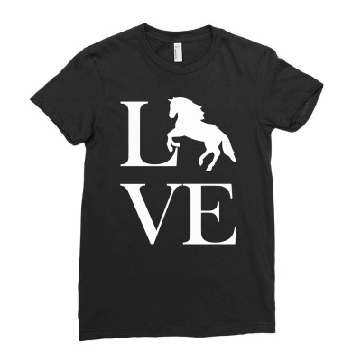 Horse Love Ladies Fitted T-shirt Designed By Mdk Art