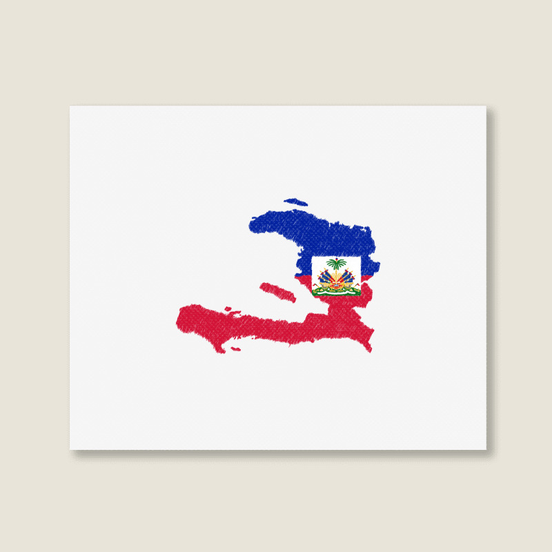 Haiti Map Flag Drawing Line Art Landscape Canvas Print | Artistshot