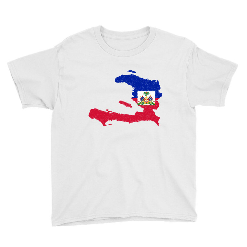 Haiti Map Flag Drawing Line Art Youth Tee | Artistshot