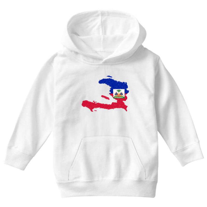 Haiti Map Flag Drawing Line Art Youth Hoodie | Artistshot