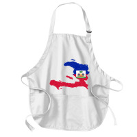 Haiti Map Flag Drawing Line Art Medium-length Apron | Artistshot