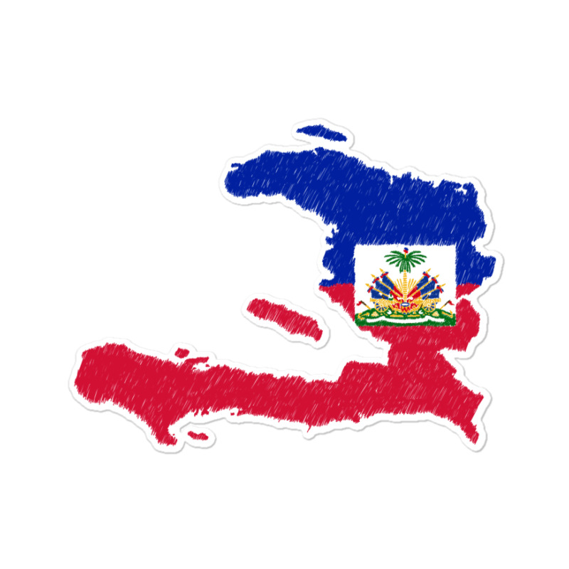 Haiti Map Flag Drawing Line Art Sticker | Artistshot