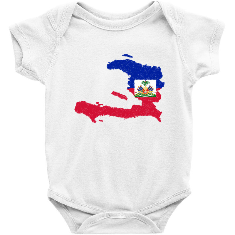 Haiti Map Flag Drawing Line Art Baby Bodysuit | Artistshot