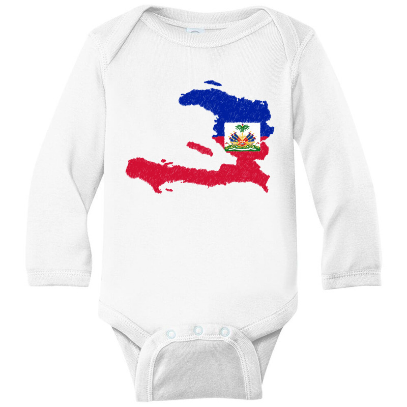 Haiti Map Flag Drawing Line Art Long Sleeve Baby Bodysuit | Artistshot