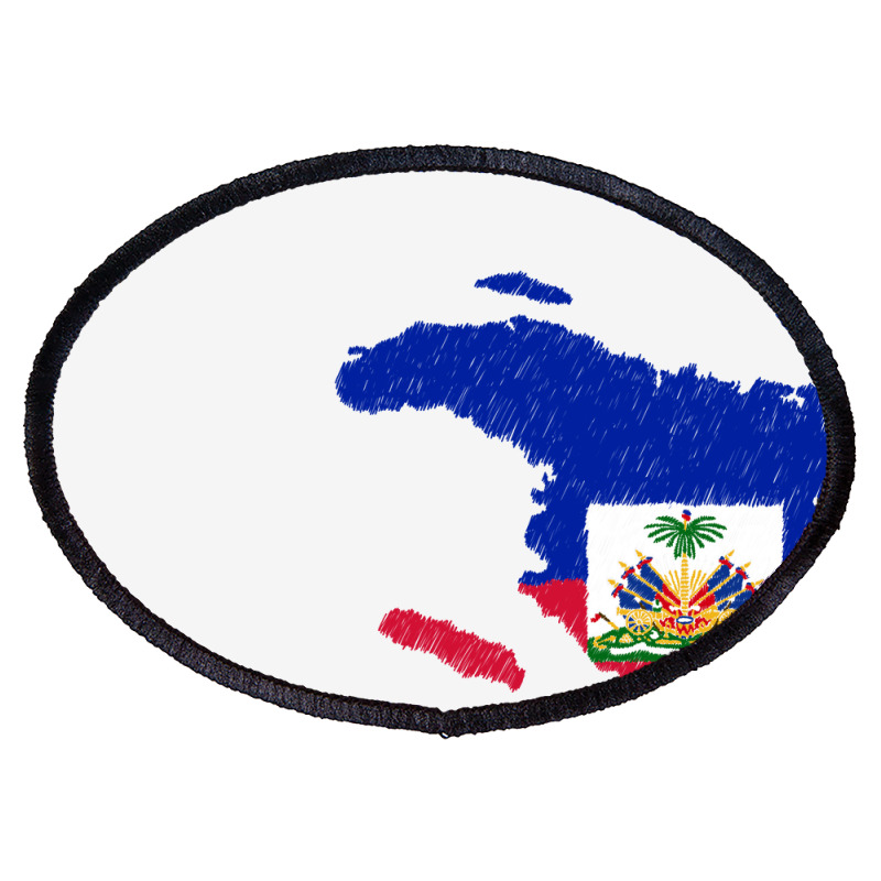 Haiti Map Flag Drawing Line Art Oval Patch | Artistshot