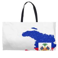 Haiti Map Flag Drawing Line Art Weekender Totes | Artistshot