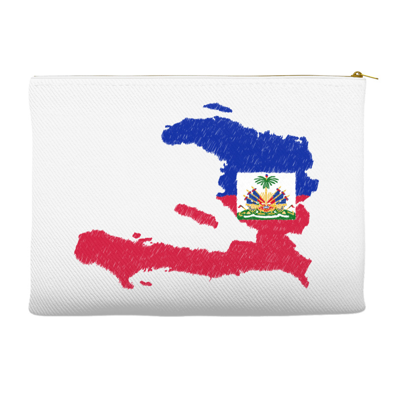 Haiti Map Flag Drawing Line Art Accessory Pouches | Artistshot