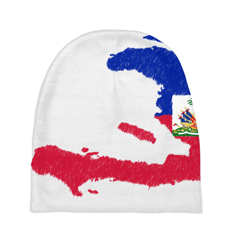 Haiti Map Flag Drawing Line Art Baby Beanies | Artistshot