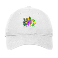 Peace Love King Cake Funny Mardi Gras Party Carnival Gifts T Shirt Adjustable Cap | Artistshot