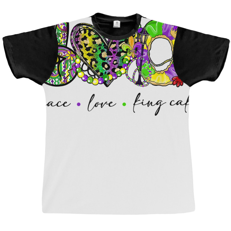 Peace Love King Cake Leopard Mardi Gras Matching Parade T Shirt Graphic T-shirt | Artistshot