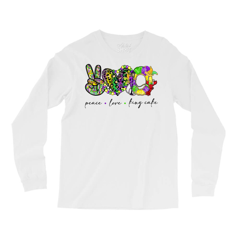 Peace Love King Cake Leopard Mardi Gras Matching Parade T Shirt Long Sleeve Shirts | Artistshot