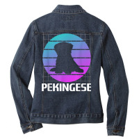 Retro Pekingese Dog Lover T Shirt Ladies Denim Jacket | Artistshot