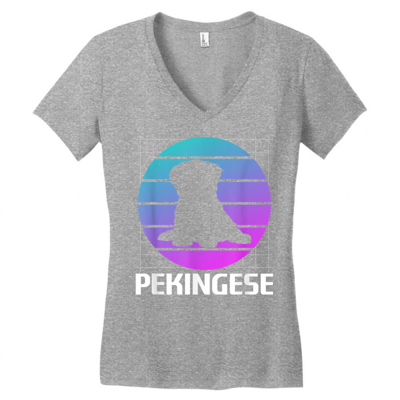 Retro Pekingese Dog Lover T Shirt Women's V-Neck T-Shirt by prix5d5gosson | Artistshot