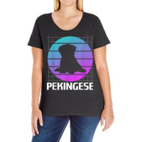 Retro Pekingese Dog Lover T Shirt Ladies Curvy T-shirt | Artistshot