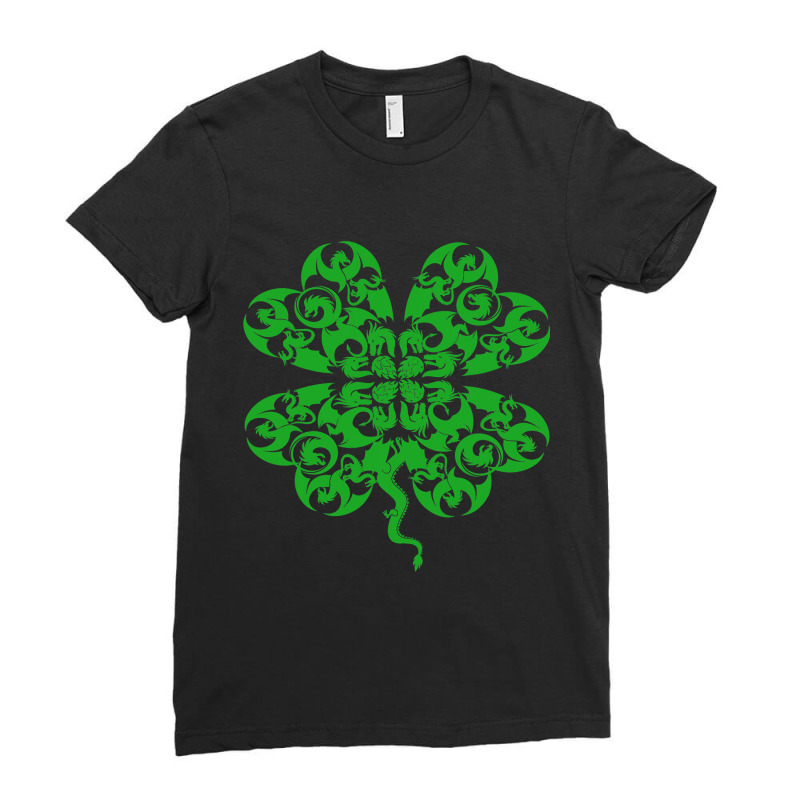 St Patricks Day Dragon Shamrock Clover Irish Ladies Fitted T-Shirt by AURRADILLARD | Artistshot