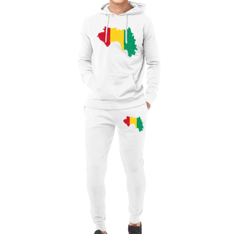 Guinea Map Flag Drawing Line Art Hoodie & Jogger Set | Artistshot