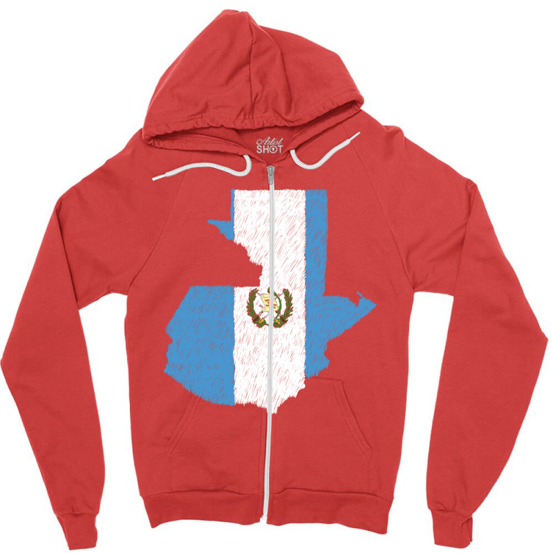 Guatemala Map Flag Drawing Line Art Zipper Hoodie by Erwin Saputra Art | Artistshot