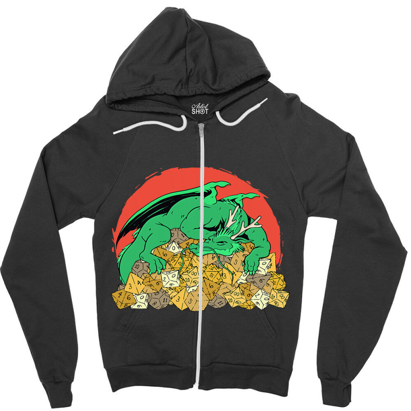 Strong Dragon Protects Dices For Player Zipper Hoodie by AURRADILLARD | Artistshot