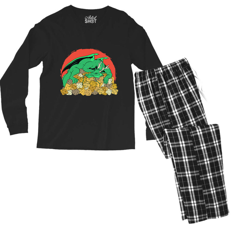 Strong Dragon Protects Dices For Player Men's Long Sleeve Pajama Set by AURRADILLARD | Artistshot