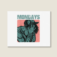 Vintage Aesthetic Graphic Design I Hate Mondays T Shirt Landscape Canvas Print | Artistshot