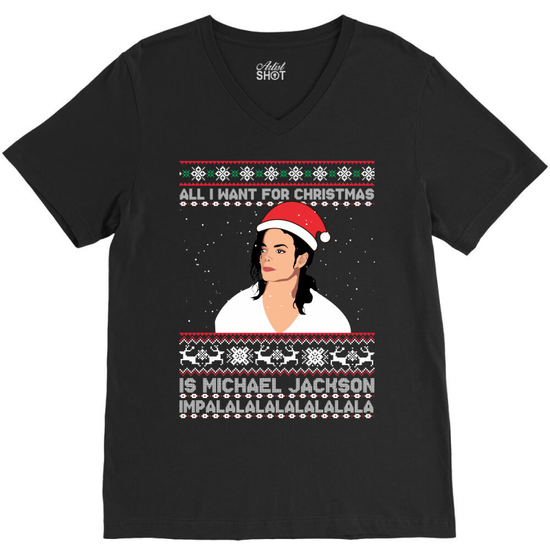 Michael Jackson Christmas V-neck Tee | Artistshot