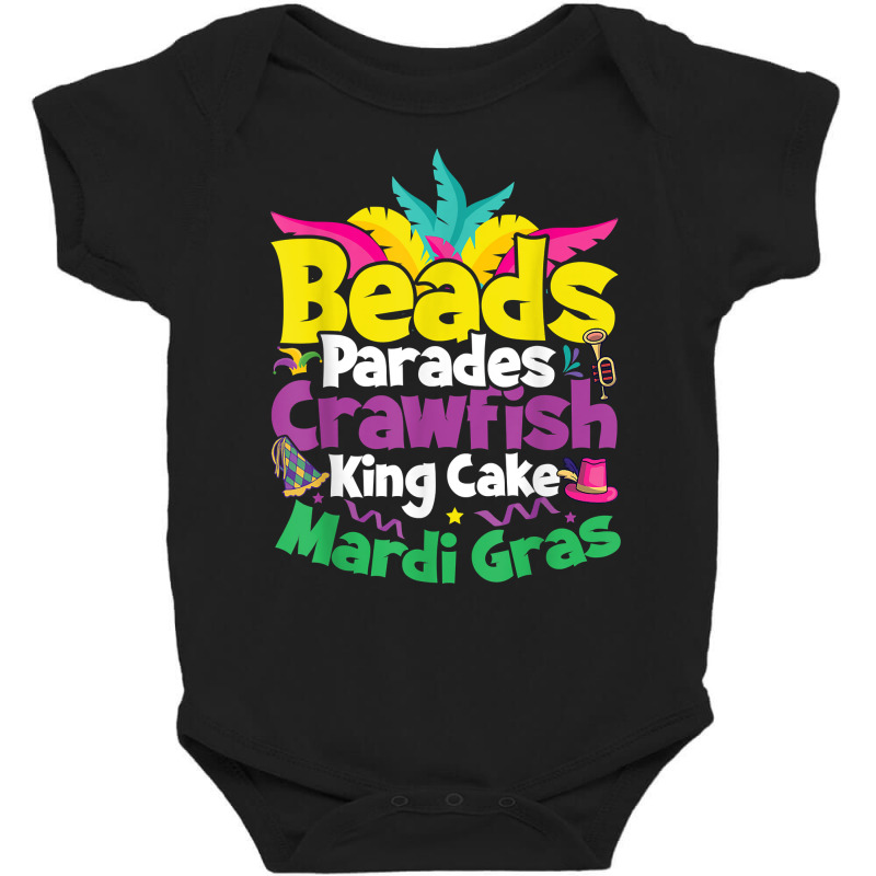 Beads, Parades, Crawfish, Kingcake, Mardi Gras T Shirt Baby Bodysuit | Artistshot