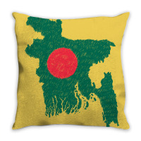 Bangladesh Map Flag Drawing Line Art Throw Pillow | Artistshot