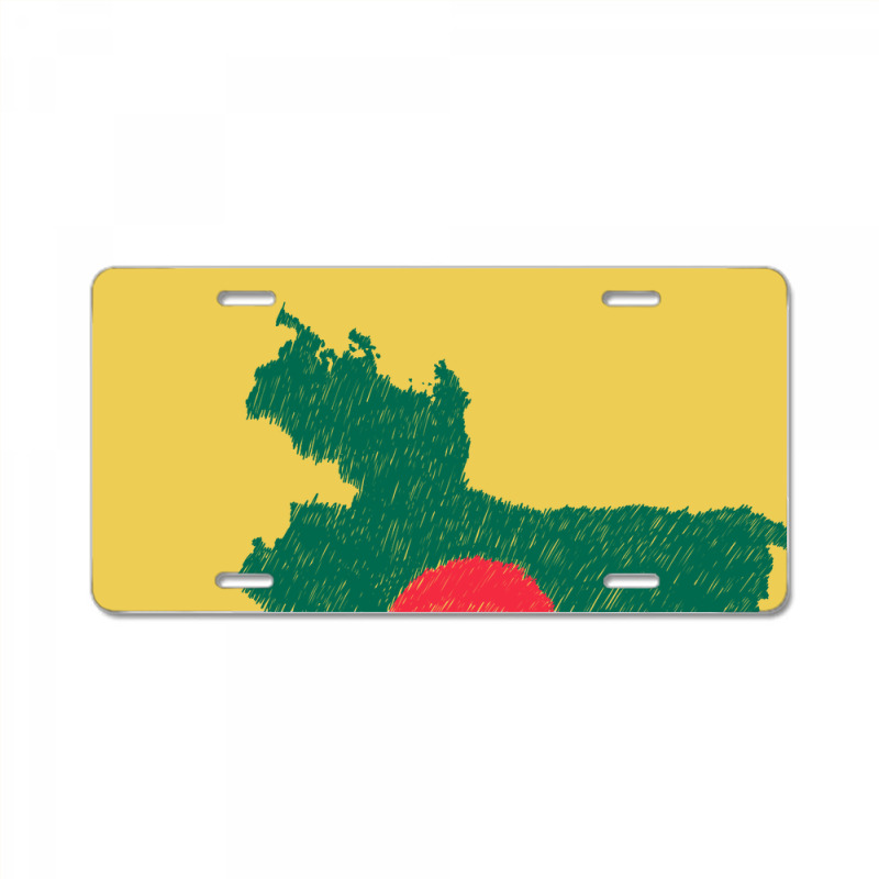 Bangladesh Map Flag Drawing Line Art License Plate | Artistshot