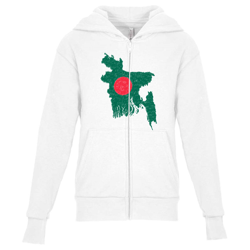 Bangladesh Map Flag Drawing Line Art Youth Zipper Hoodie | Artistshot