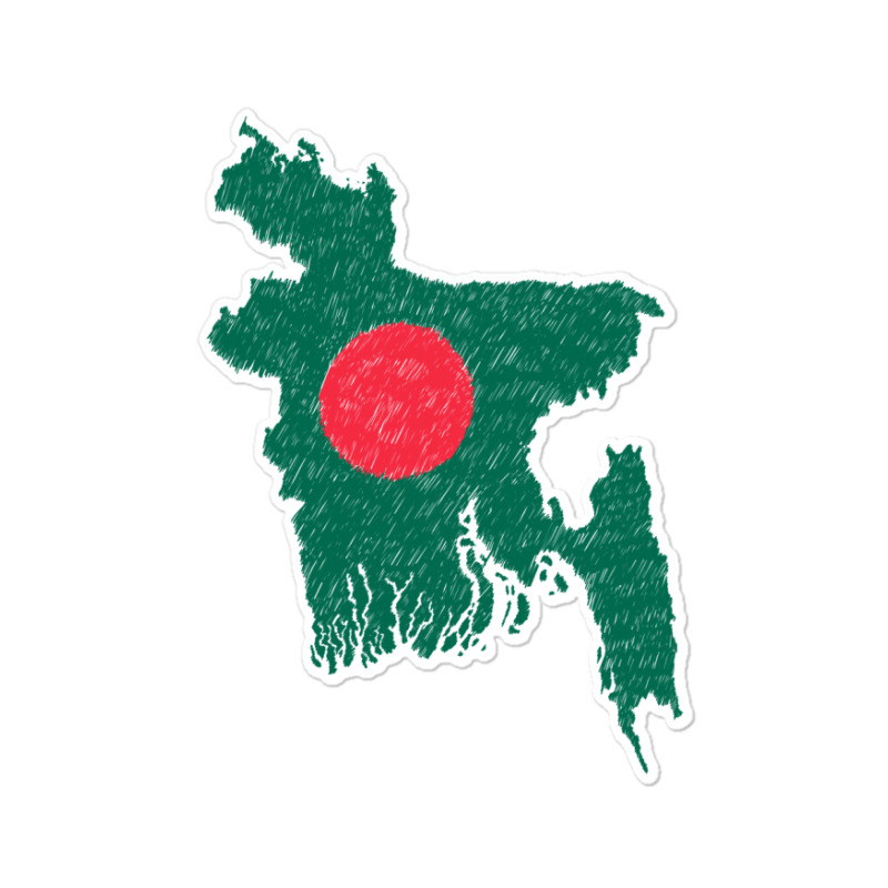 Bangladesh Map Flag Drawing Line Art Sticker | Artistshot