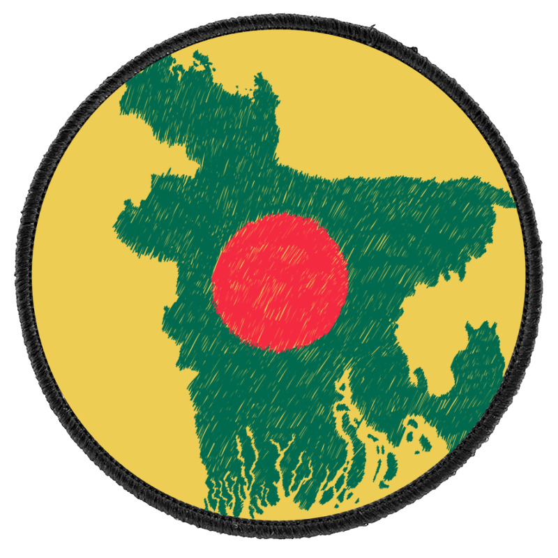 Bangladesh Map Flag Drawing Line Art Round Patch | Artistshot