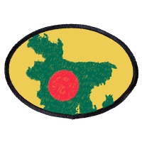 Bangladesh Map Flag Drawing Line Art Oval Patch | Artistshot