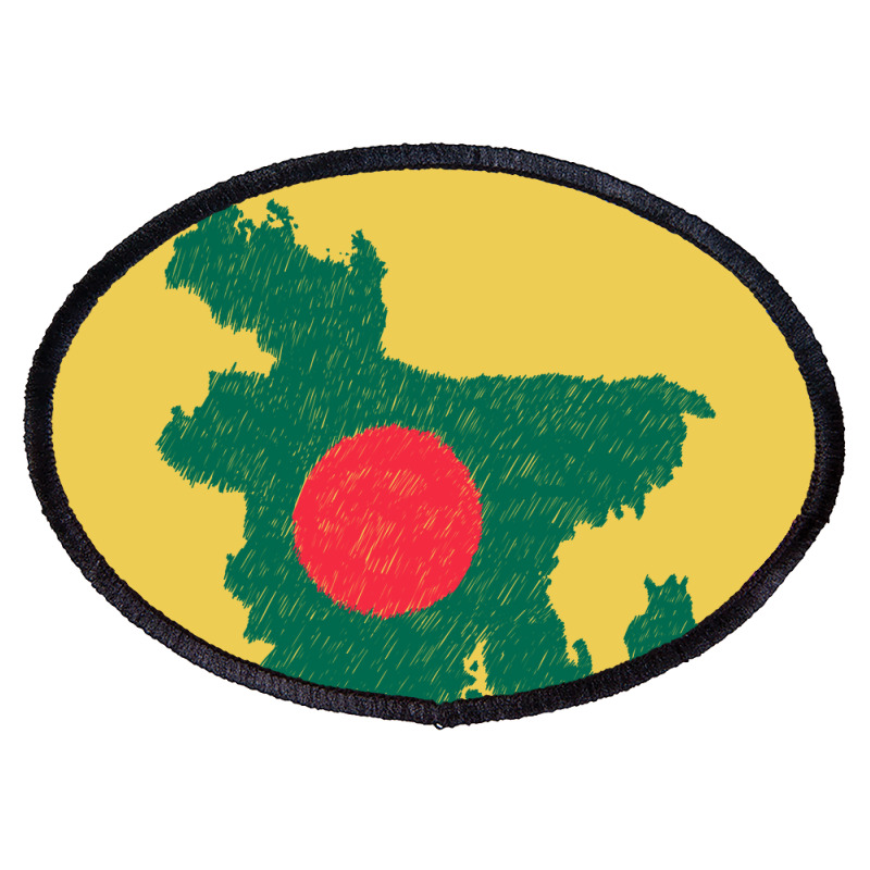 Bangladesh Map Flag Drawing Line Art Oval Patch | Artistshot