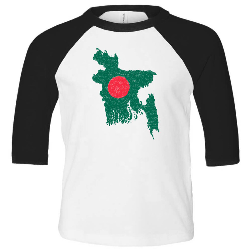 Bangladesh Map Flag Drawing Line Art Toddler 3/4 Sleeve Tee | Artistshot