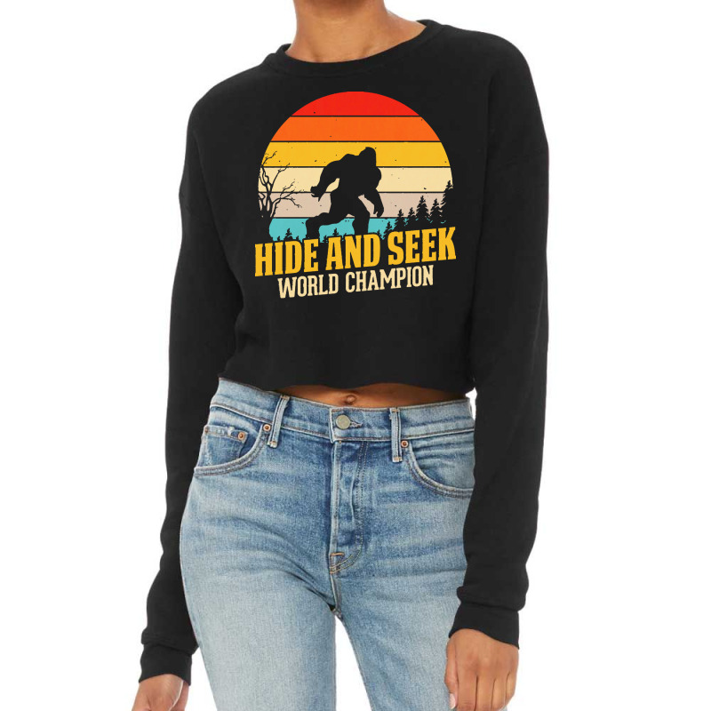 Bigfoot T  Shirt Retro Bigfoot Hide & Seek World Champion 3 Cropped Sweater by dmorissette903 | Artistshot