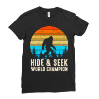 Bigfoot T  Shirt Retro Bigfoot Hide & Seek World Champion 5 Ladies Fitted T-shirt | Artistshot