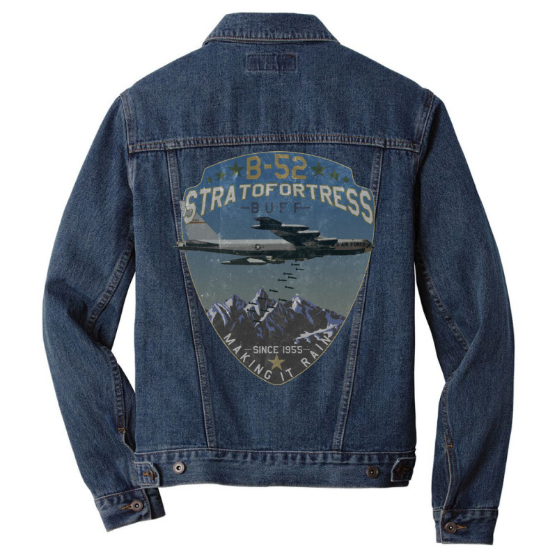 B 52 Stratofortress  Making It Rain Since 1955 Vintage Design Men Denim Jacket | Artistshot