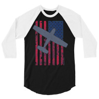 American Pilots Series  Skyhawk & Old Glory 3/4 Sleeve Shirt | Artistshot