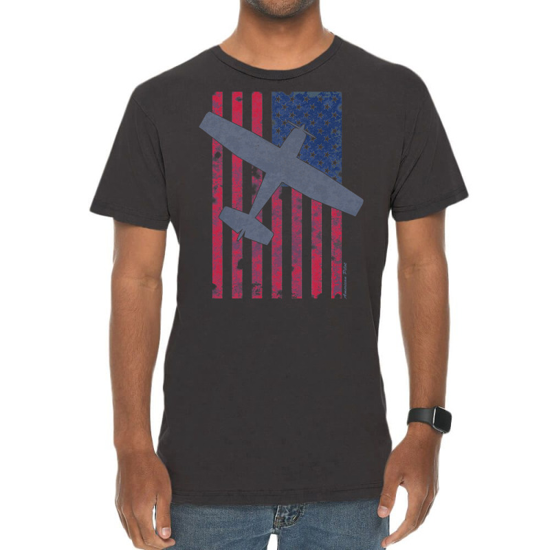 American Pilots Series  Skyhawk & Old Glory Vintage T-Shirt by ghanimshorgok | Artistshot