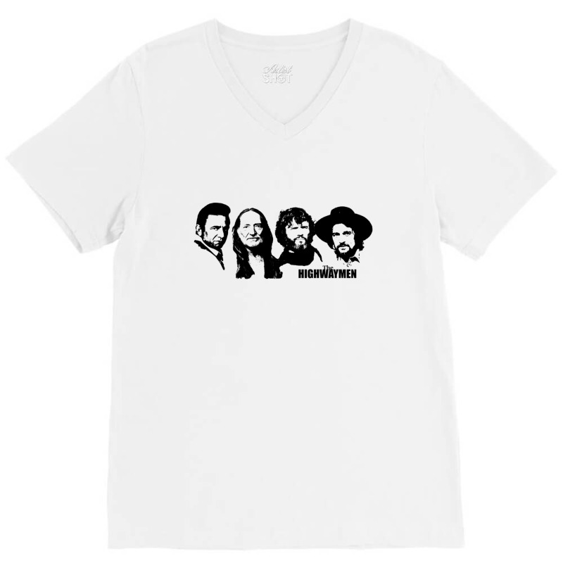 Outlaw Country Supergroup The Black Stencil V-neck Tee | Artistshot