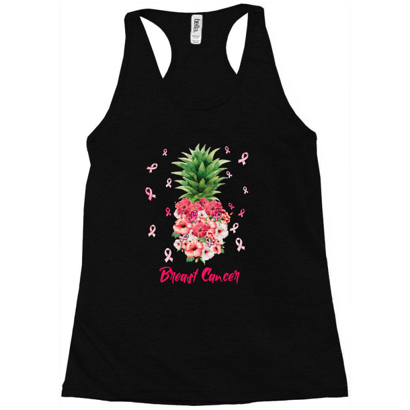 Breast Cancer Floral Pineapple Racerback Tank by autlu2024 | Artistshot