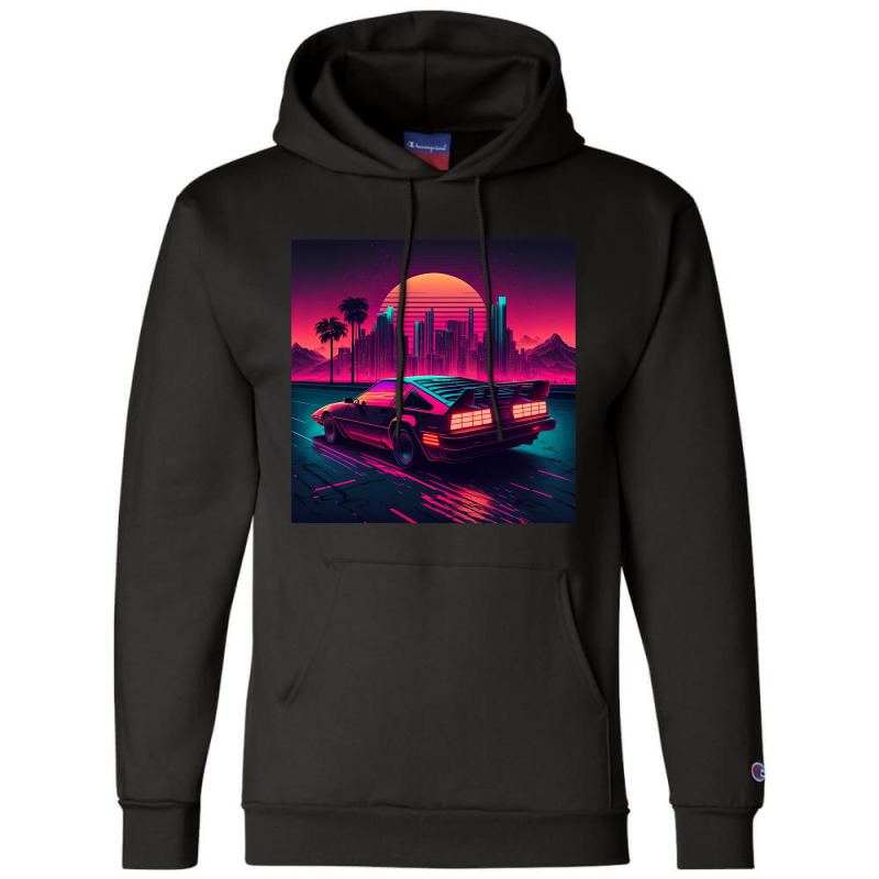 Car Retro Synthwave Champion Hoodie by Agus Creative | Artistshot